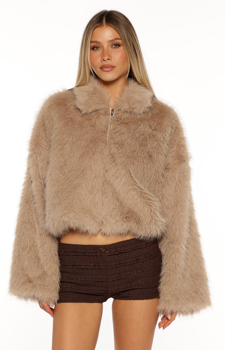 Nero Light Brown Faux Fur Jacket Image