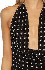 North Black Polka Dot Cowl Neck Maxi Dress Image