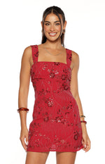Not That Easy Red Beaded Party Mini Dress Image