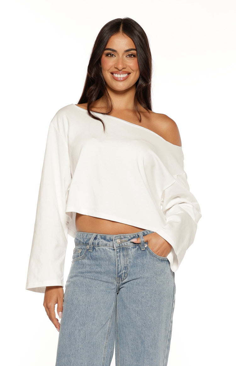 Phoenix White Off Shoulder Long Sleeve Top Image