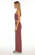 Pippen Burgundy Stripe Foldover Wide Leg Pants Image