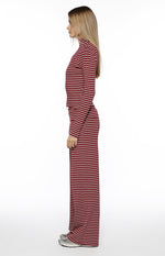 Poppi Burgundy Stripe Double Zip Sweater Image