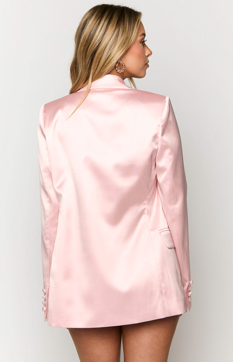 Rose Pink Satin Blazer Image