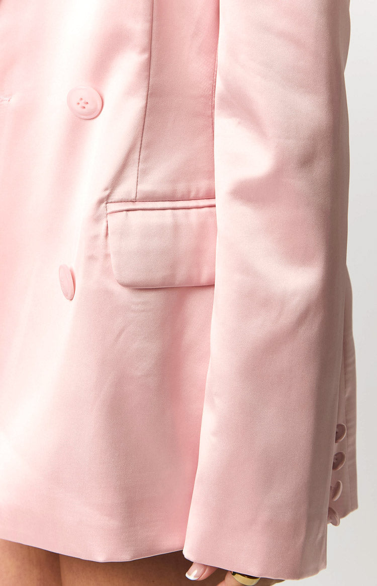 Rose Pink Satin Blazer Image