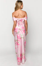 Seraphina Pink Floral Print Off The Shoulder Maxi Dress Image