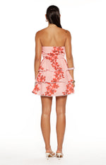 Sofia Pink Floral Strapless Ruffle Mini Dress Image