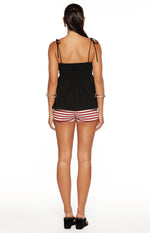 Solei Black Ruched Tie Strap Top Image