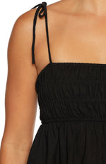 Solei Black Ruched Tie Strap Top Image