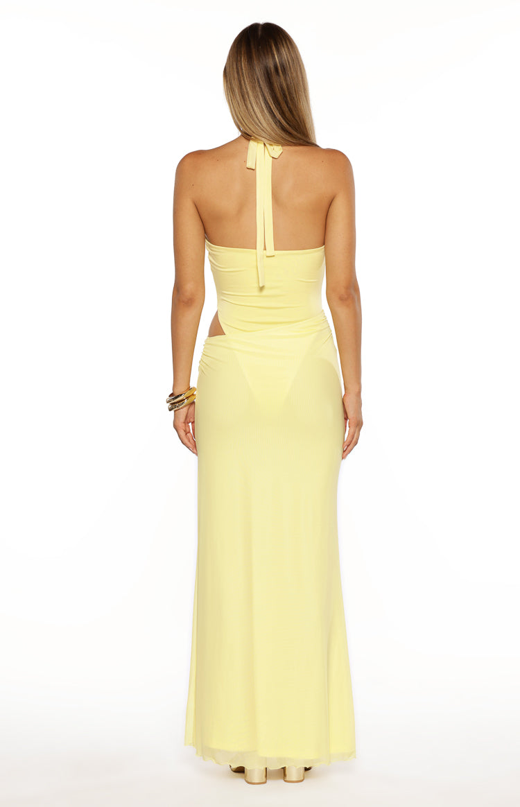 Stella Yellow Halter Cut Out Maxi Dress Image