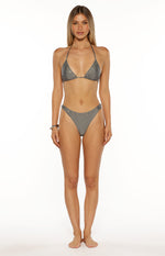 Talk That Talk Grey Sparkle Eyelet Bikini Top Image