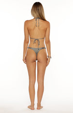 Talk That Talk Grey Sparkle Eyelet Bikini Top Image