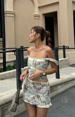 Till Forever Beige Tapestry Mini Skirt Image