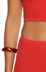 Tegan Red Knit Cut Out Maxi Dress Image