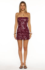 Tether Purple Sequin Strapless Party Mini Dress Image