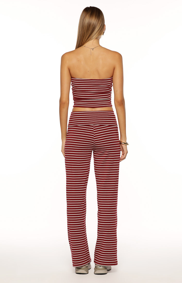 Vaeda Burgundy Stripe Strapless Tube Top Image