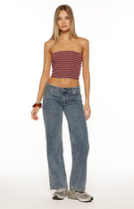Vaeda Burgundy Stripe Strapless Tube Top Image