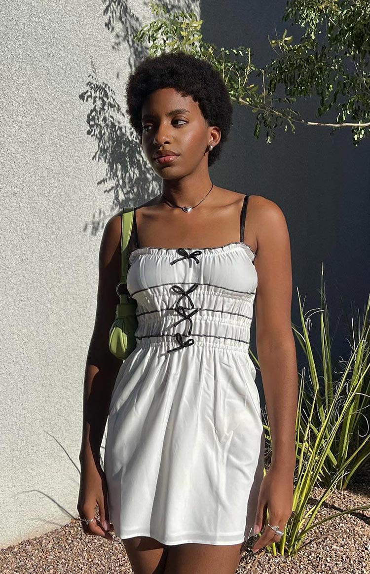 It Girl White Bow Mini Dress Image