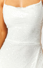 Zari White Sequin Maxi Dress Image