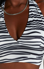 Polly V Neck Crop Zebra Image
