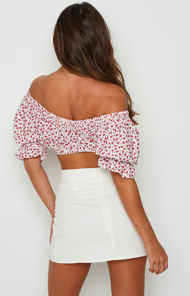 Alannah Crop Top White Floral Image