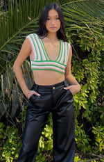 Alma Crochet Crop Top Green Image