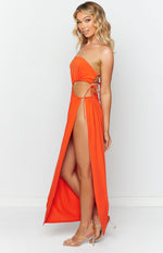 Annika Butterscotch Side Split Maxi Dress Image