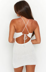 Audelia White Knit Mini Dress Image