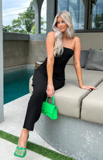 Ava Black Strapless Knit Maxi Dress Image