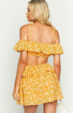 Alyssa Orange Floral Ruffle Mini Dress Image