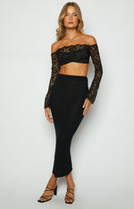Beatrix Black Lace Long Sleeve Crop Top Image