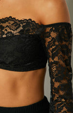 Beatrix Black Lace Long Sleeve Crop Top Image