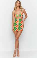 Bradshaw Peach Print Mini Dress Image