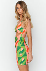 Bradshaw Peach Print Mini Dress Image