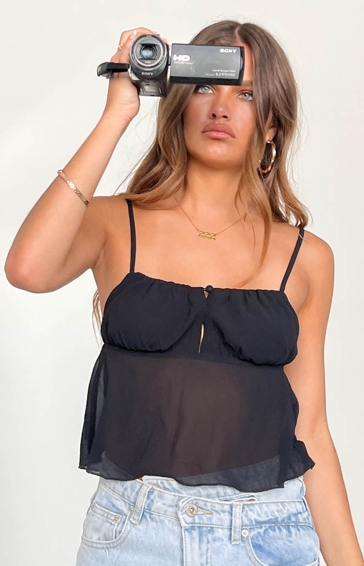 Bree Black Chiffon Camisole Image