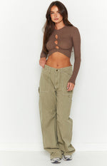 Camie Mocha Long Sleeve Rib Top Image
