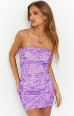 Ciarah Purple Mesh Mini Dress Image