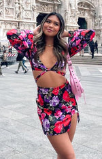 Clea Red Floral Mini Skirt Image