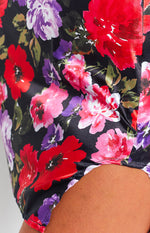Clea Red Floral Mini Skirt Image