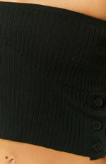 Edison Black Knit Tube Crop Top Image