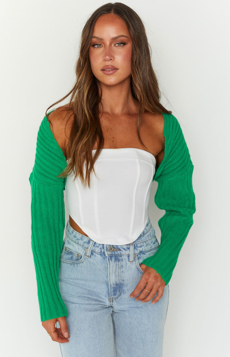 Elsa Green Rib Knit Bolero Image