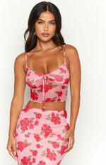 Emz Pink Floral Mesh Cami Image