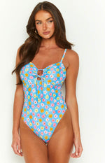 9.0 Swim Dion Multi Floral Blue One Piece Image