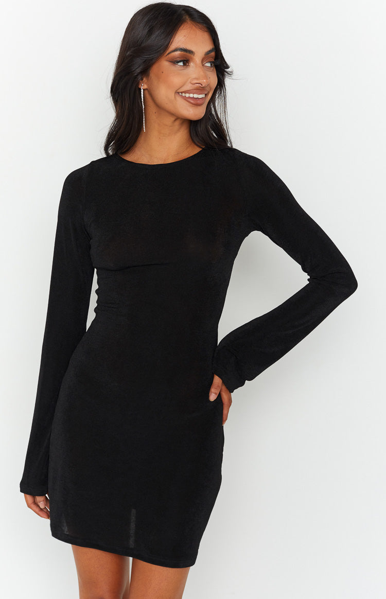 Florence Black Lace Up Mini Dress Image