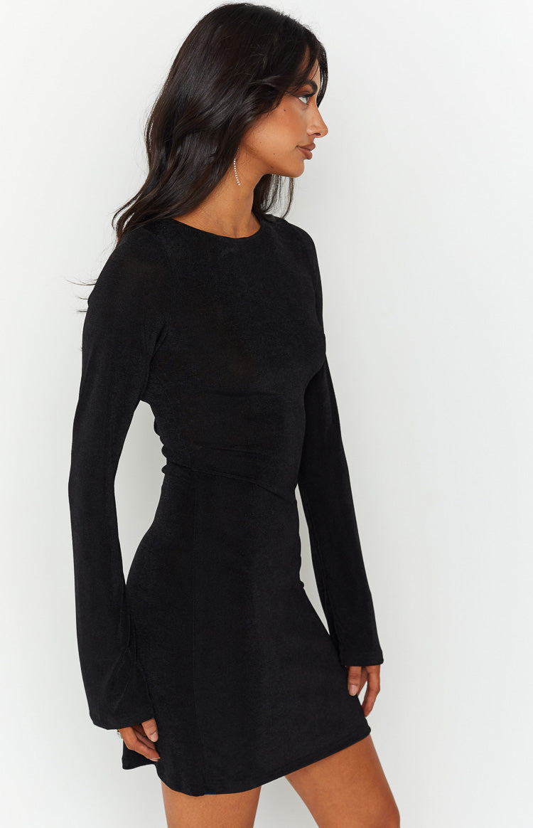 Florence Black Lace Up Mini Dress Image