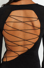 Florence Black Lace Up Mini Dress Image