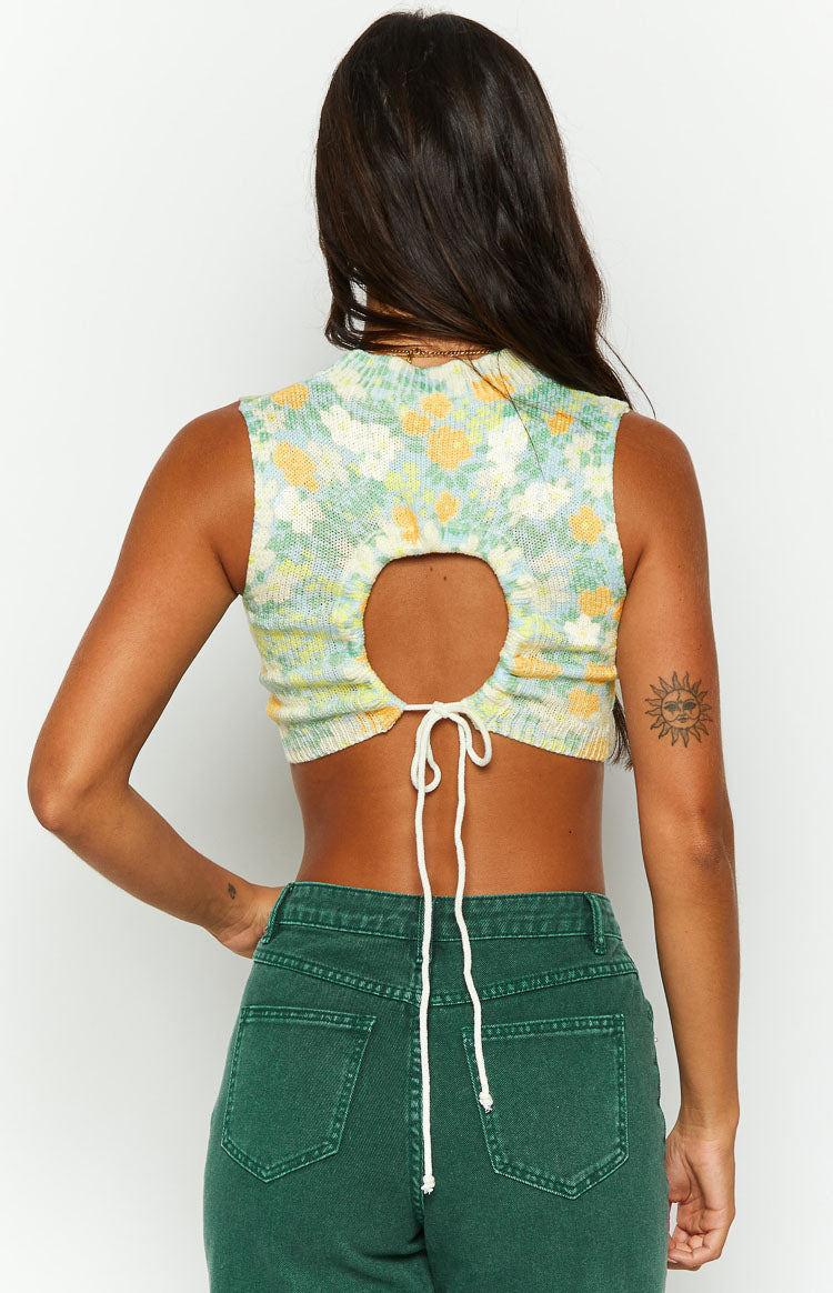 Flower Fields White Floral Knit Top Image