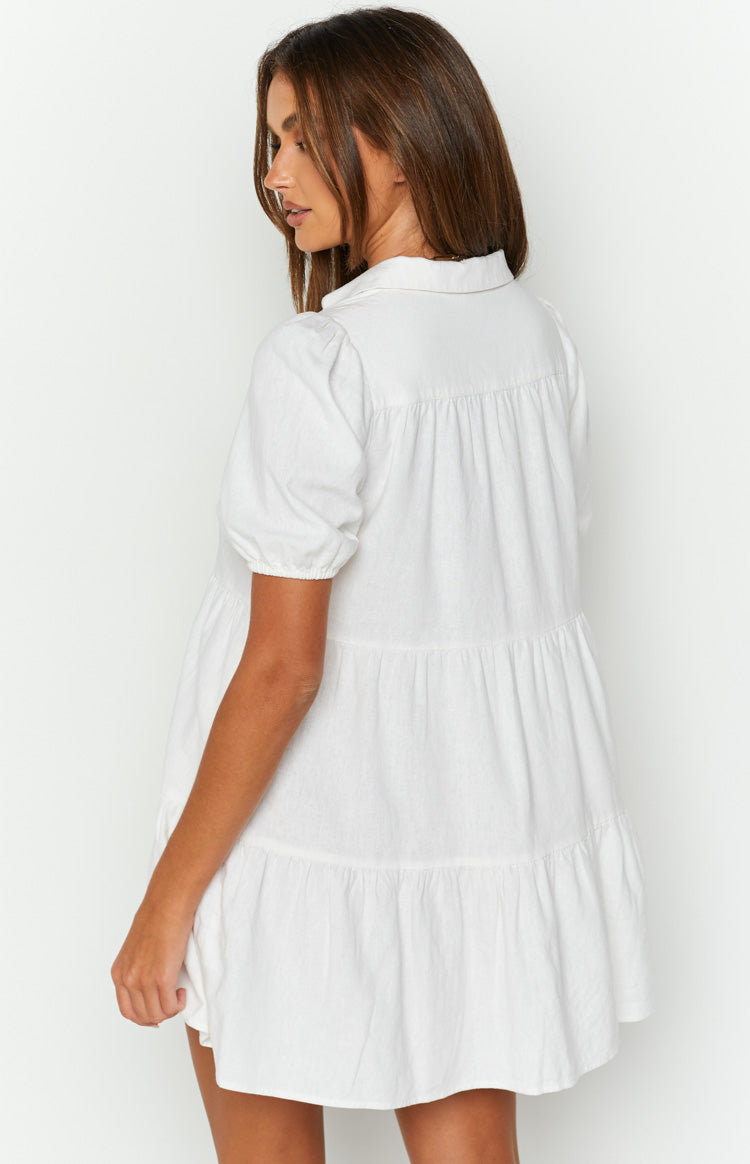 Frances White Linen Tiered Dress Image