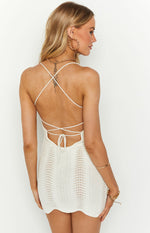 Haisley White Knitted Mini Dress Image