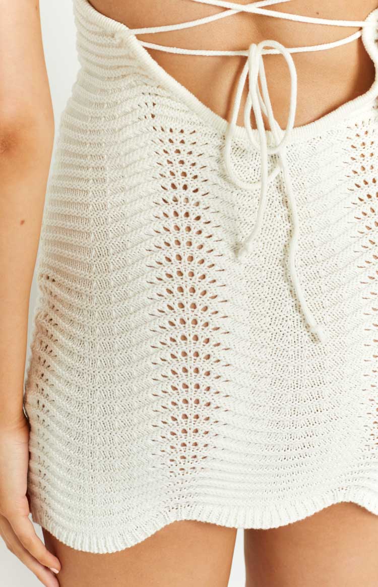 Haisley White Knitted Mini Dress Image