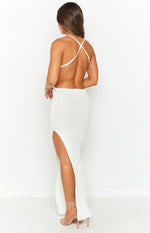 Hallie White Knit Cut Out Midi Dress Image